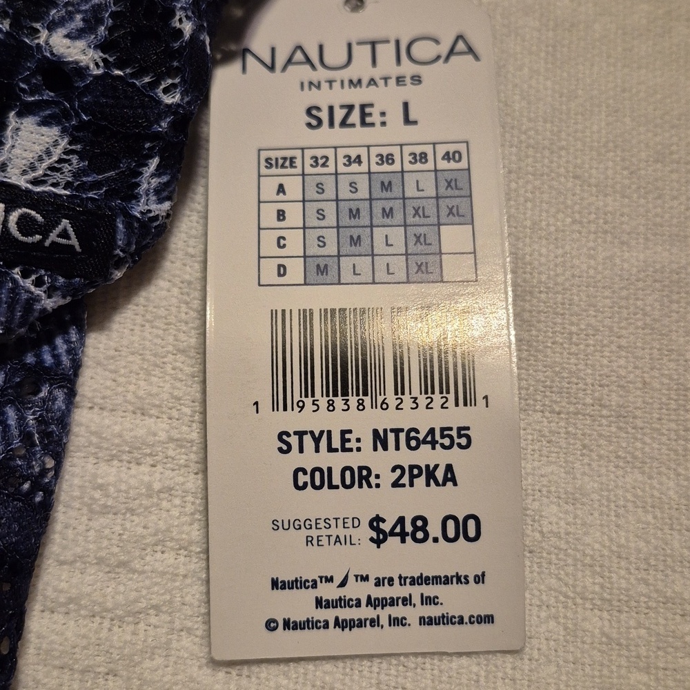 Nautica women's size Large blue plaid bralette light padded NWT - Picture 4 of 6